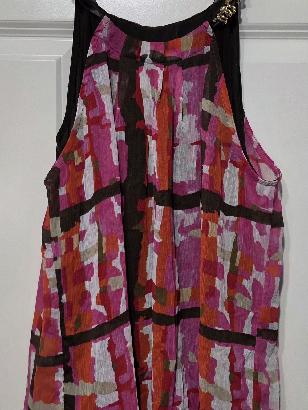 Cato Pink Orange Multi-Print Halter Tank Top Size:M